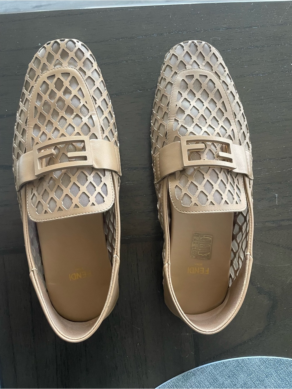 Fendi Baguette Beige Leather Loafer 38.5